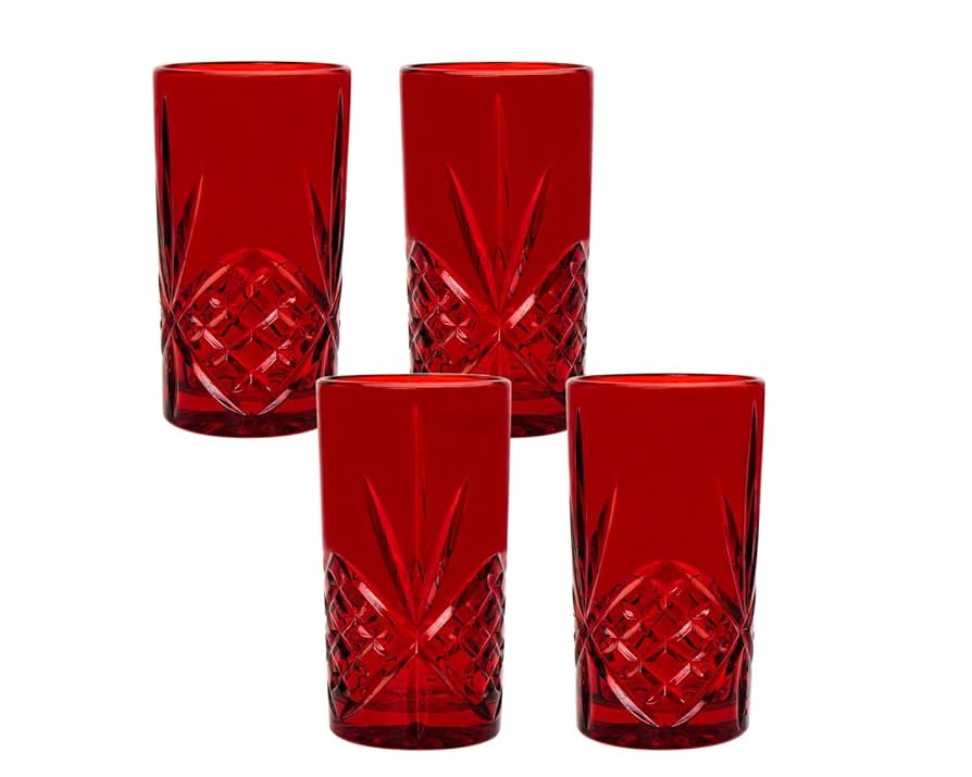 The Ignis Highball, a fiery red and orange glass.